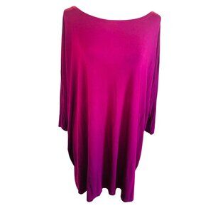 PIKO Bamboo Womens Loose-Fit 3/4 Sleeve Tunic Top L Burgundy Sustainable Casual